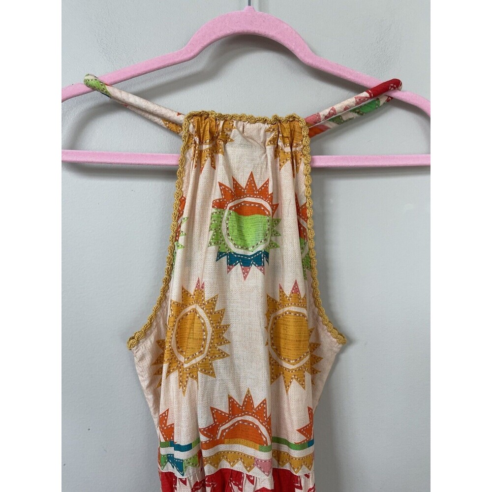 Anthropologie Farm Rio Maxi Dress Boho Vacay Pineapple Halter Preppy Sz M NWT - Picture 5 of 14